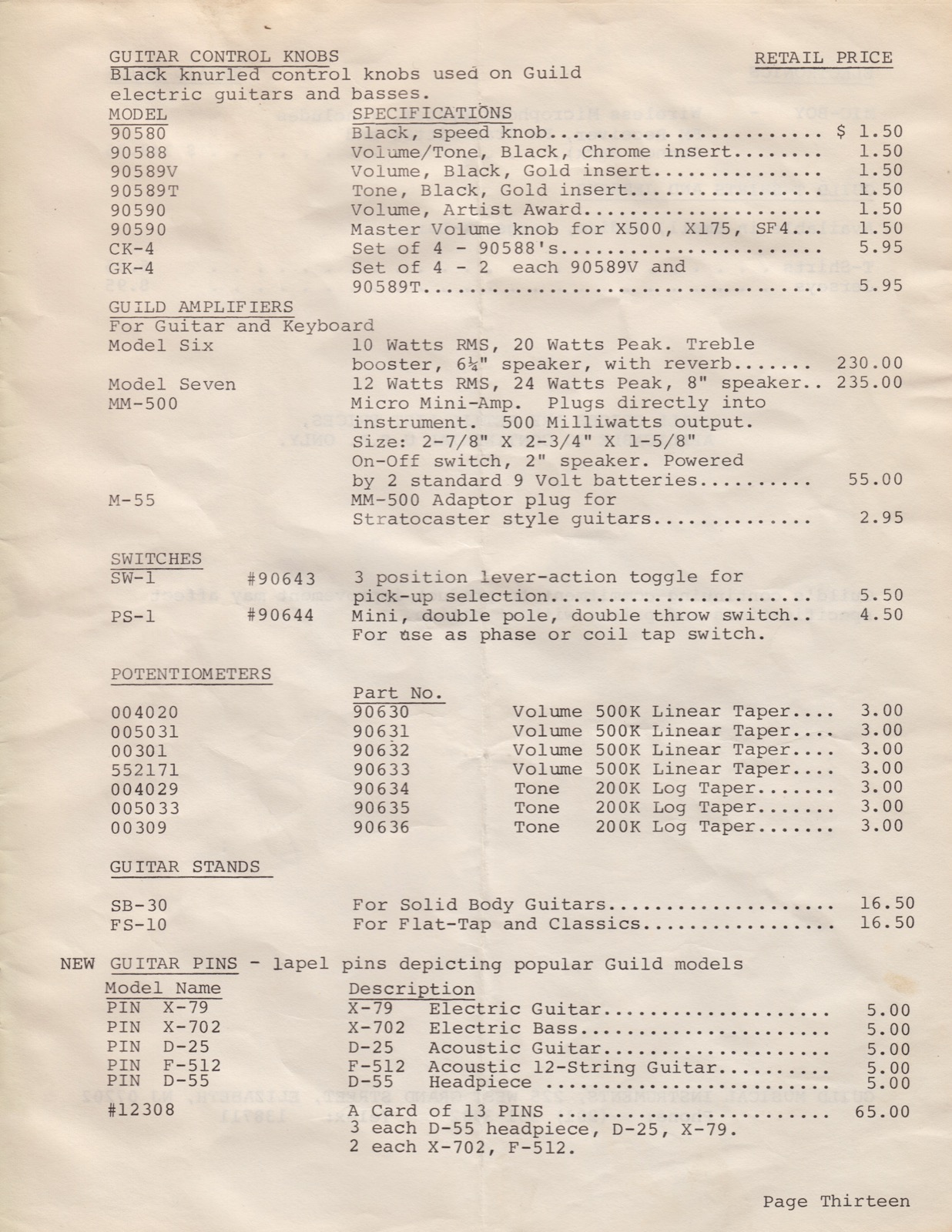 Guild Guitar Price List - 1983 March (A) | GAD's Ramblings