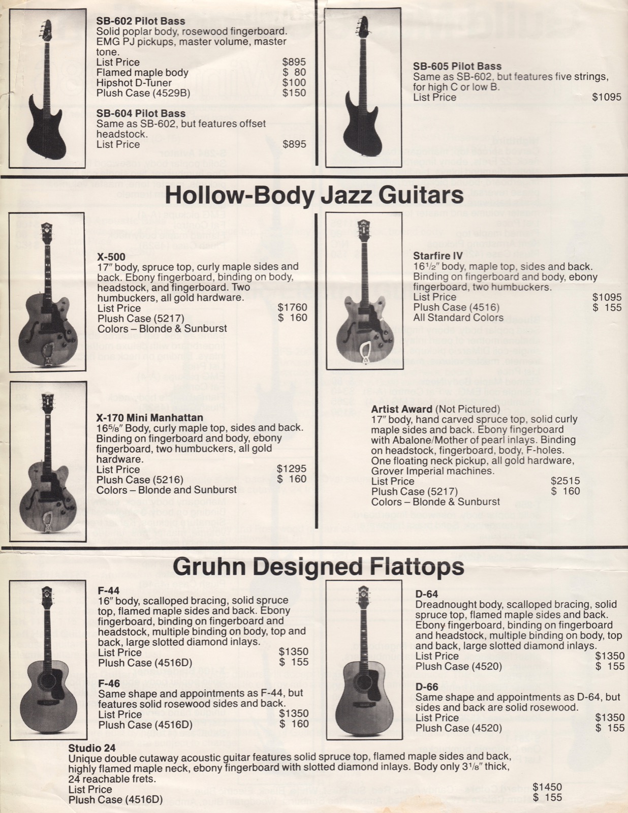 Guild Guitar Price List 1986 November GAD s Ramblings